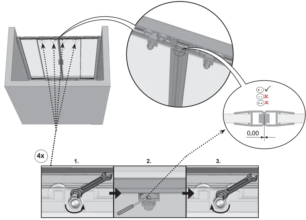 RAVAK BLIX BLDP4 160 Four Piece Sliding Shower Door - fig9