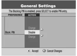General Settings menu
