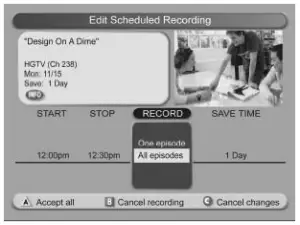 Edit a Scheduled Recording