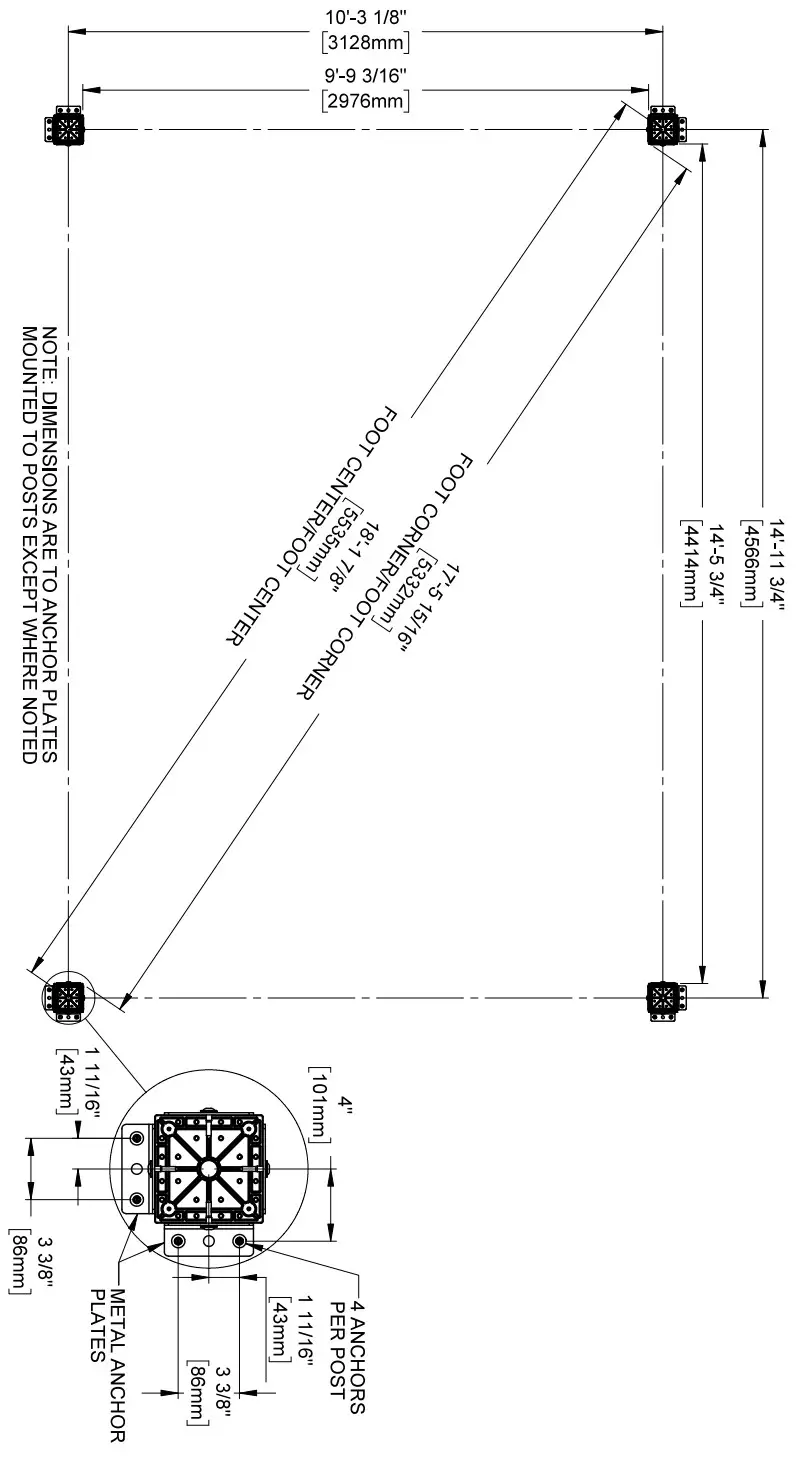 NORWOOD 16 ft x 12 ft Light Brown Wooden Gazebo - Layout