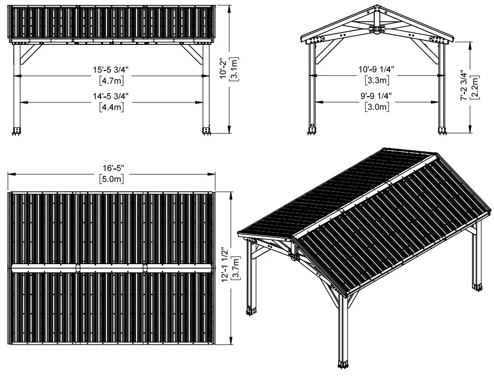 NORWOOD 16 ft x 12 ft Light Brown Wooden Gazebo