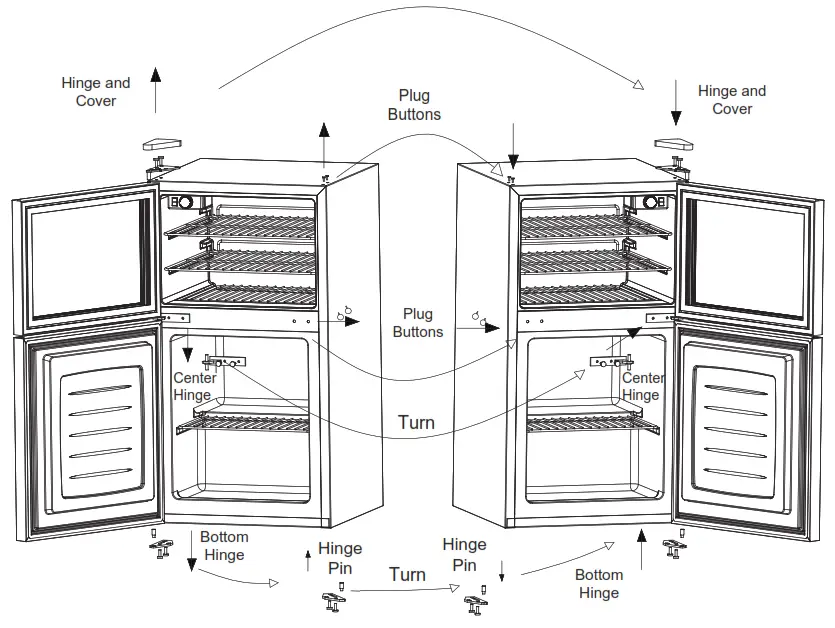 Hamilton Beach HBMIS4515 Glass Door Beverage Center or Bottom Freezer Combo - Door Reversing