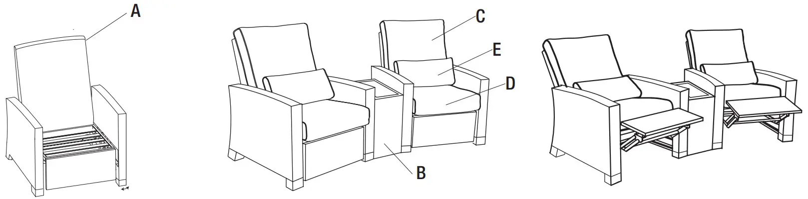 COSTCO 221 8J1 3SS BCL 3 Piece Woven Recliner Set - Placing cushions