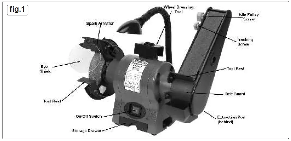 SEALEY-BG150BS-Ø150mm-Bench-Grinder-With-50mm-Belt-Sander-and-Work-Light-250w-FIG-2