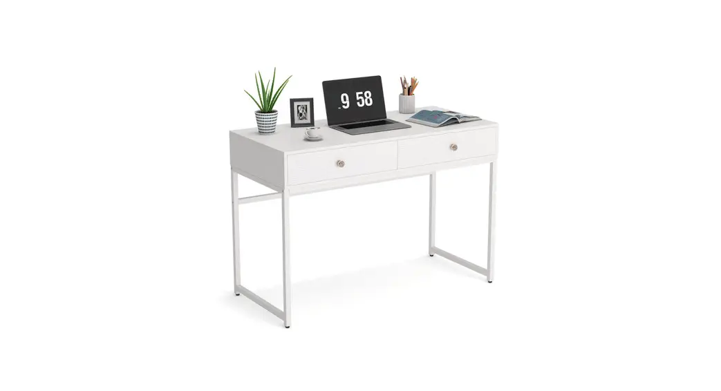 Tribesigns Hoga-ny010 Rectangular White Wood 2 Drawer Computer Writing Desk Installation Guide