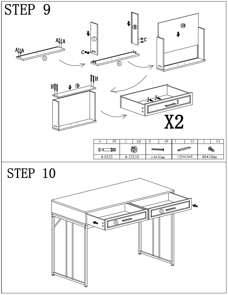 Tribesigns HOGA-NY010 Rectangular White Wood 2 Drawer Computer Writing Desk - Figure 8