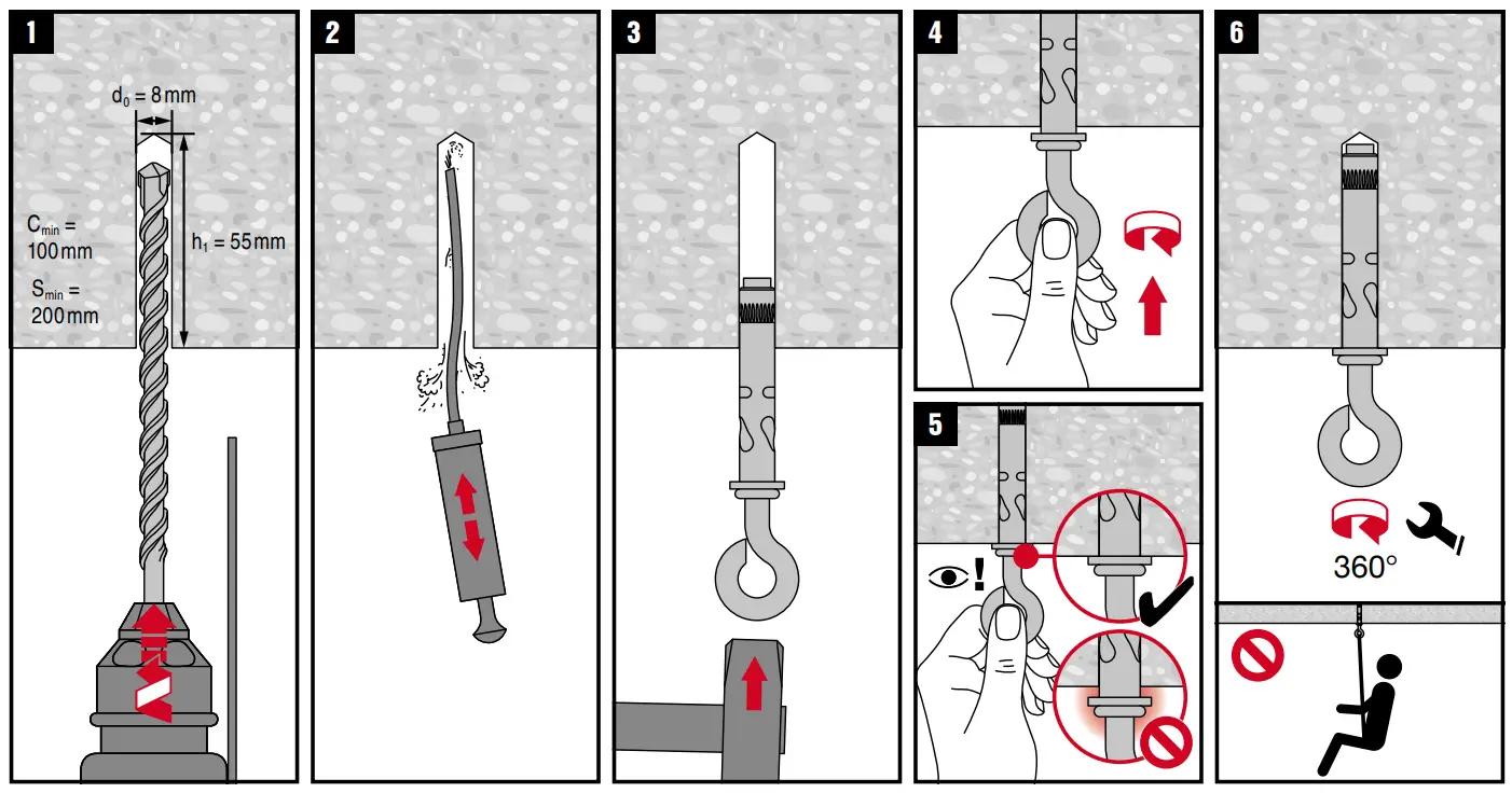 HILTI HA NG 8 × 45 R1 Eyebolt Anchor