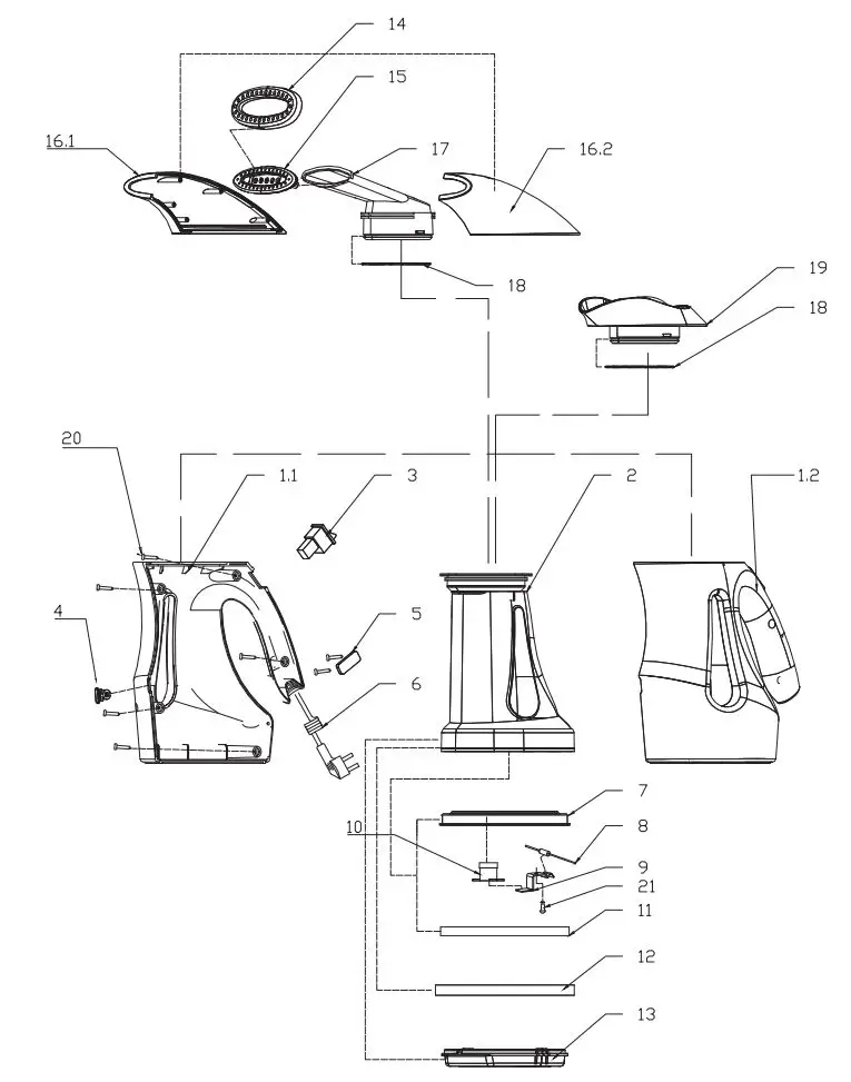 Bort 93410785 Garment Steamer Compact+ User Guide - EXPLODED VIEW