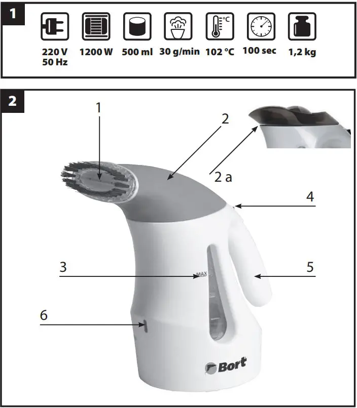Bort 93410785 Garment Steamer Compact+ User Guide - Product Overview