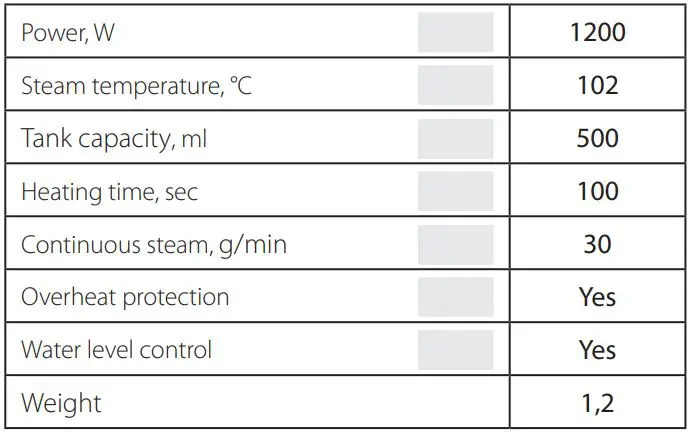 Bort 93410785 Garment Steamer Compact+ User Guide - TECHNICAL SPECIFICATIONS