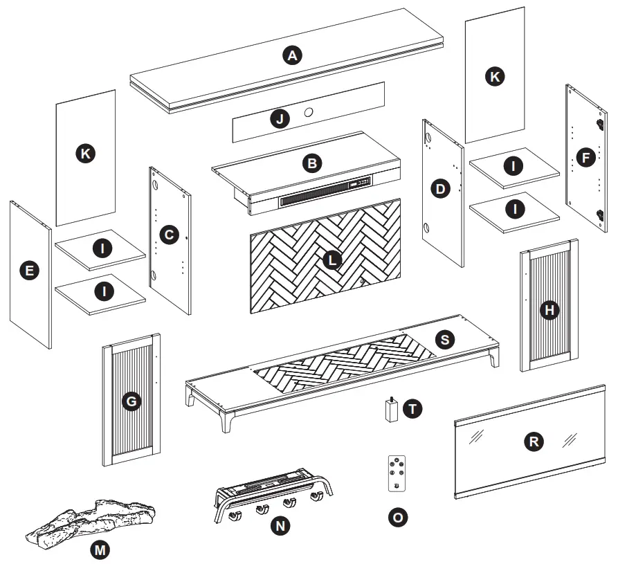 allen roth 2265FM 36 331 66 in W Mushroom Oak Infrared Quartz Electric Fireplace - fig