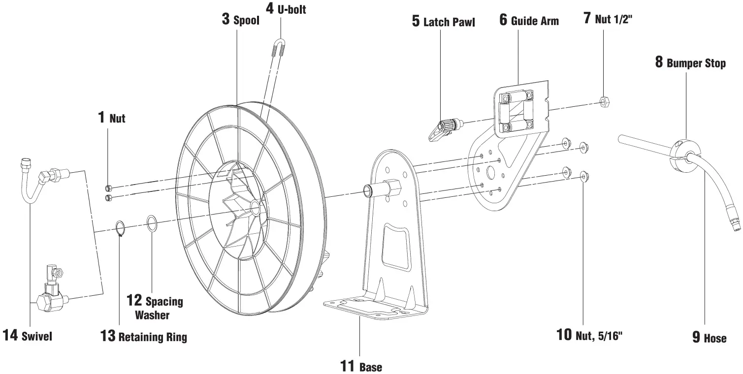 Reelcraft RT405 OLP 1 4 in. x 50 ft. Medium Duty Hose Reel - Figure 1