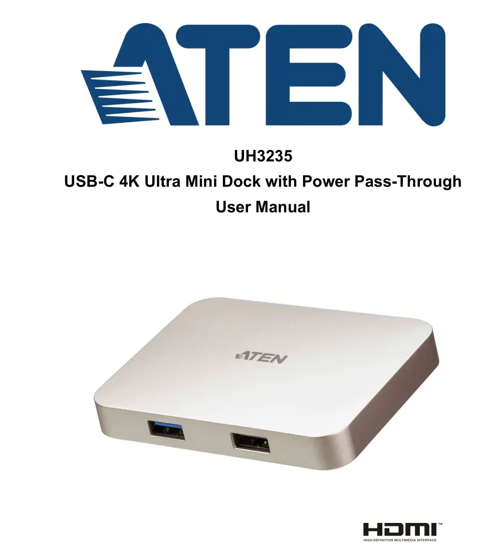 ATEN UH3235 USB-C 4K Ultra Mini Dock with Power Pass Through User Manual