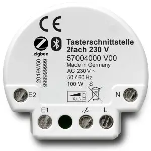 NEXENTRO 57004000 Zigbee Pushbutton Interface 2-Gang 230 V