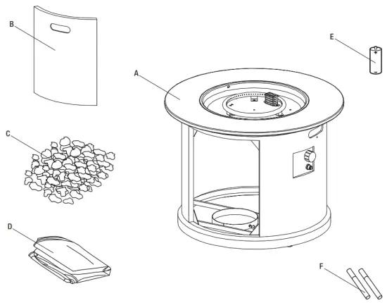 HAMPTON BAY 51859 Fire Round Table - PACKAGE CONTENTS