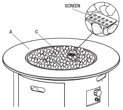 HAMPTON BAY 51859 Fire Round Table - lava rocks