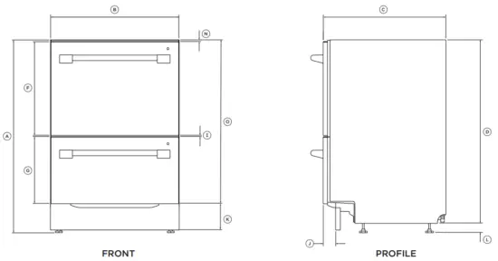 FISHER PAYKEL DD24DTX6PX1 Double Dishdrawer Dishwasher - DIMENSIONS1