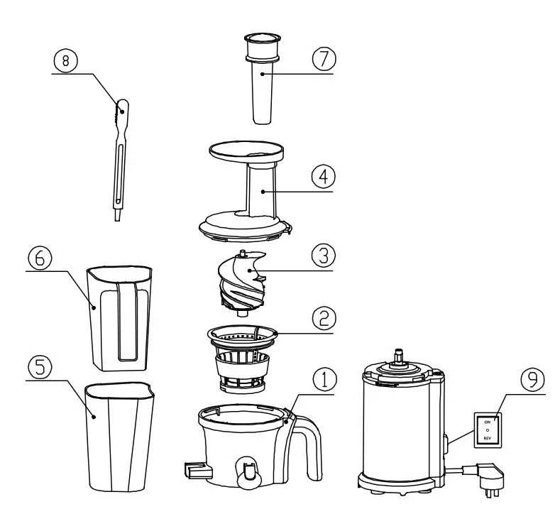 blaupunkt SJV301 Slow juicer Instruction Manual - Product Overview