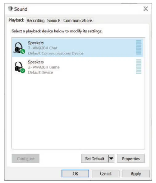 ALIENWARE AW920H Tri-Mode Wireless Gaming Headset - Windows Audio Settings