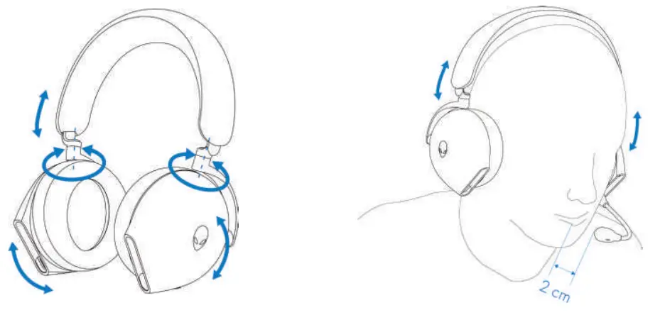 ALIENWARE AW920H Tri-Mode Wireless Gaming Headset - two centimeters