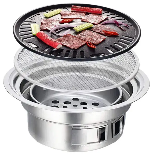 TAYAMA TYG 808 Portable Outdoor Charcoal Grill in Stainless Steel