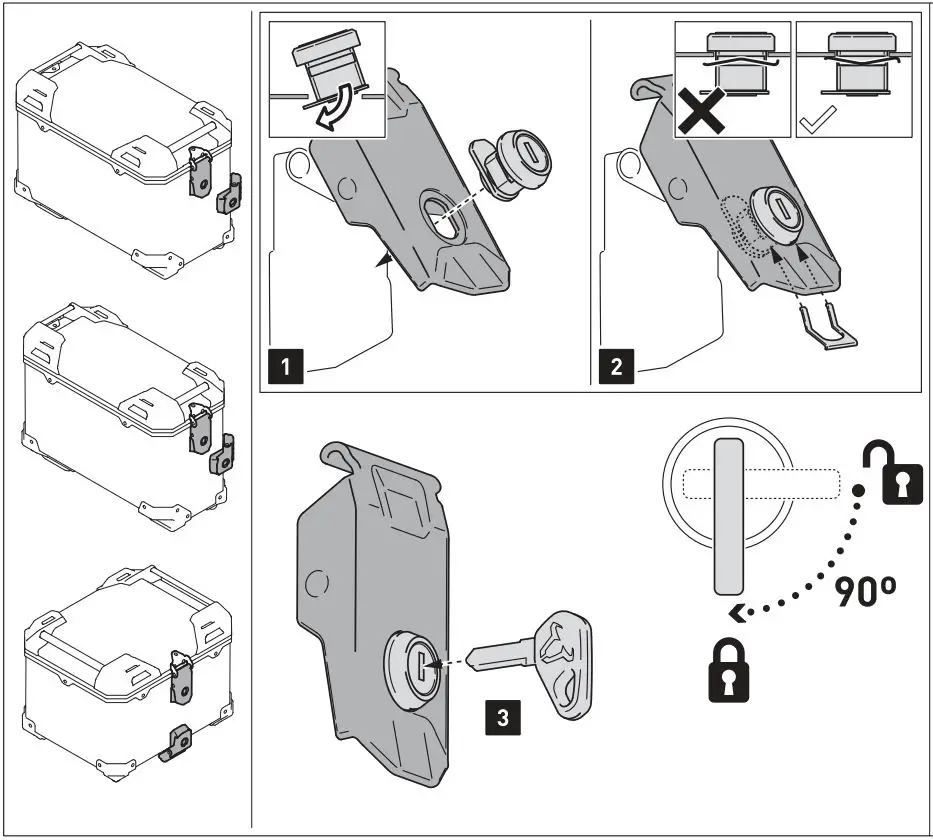 SW-MOTECH GPT.01.950.70000 Trax ADV Top Case System Instruction Manual - Lid and Lock cylinder Set