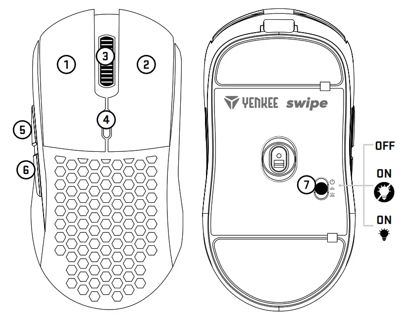 YENKEE YMS 3001 Ultralight Wireless Gaming Mouse - fig