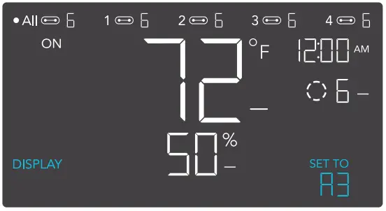 AC INFINITY CLOUDLINE PRO Inline Fan with Controller - DISPLAY SETTING