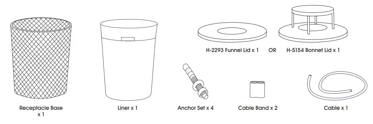 ULINE Thermoplastic Trash Cans Installation Guide - Parts