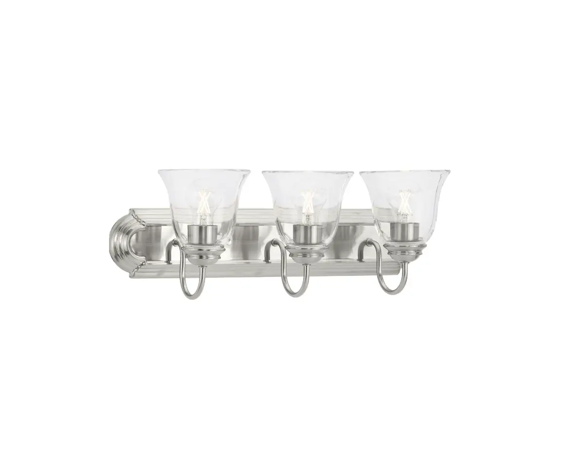 Hubbell P300390 Three-light Brushed Nickel Transitional Bath And Vanity Light Installation Guide Hubbell P300390 Three-light Brushed Nickel Transitional Bath And Vanity Light Installation Guide