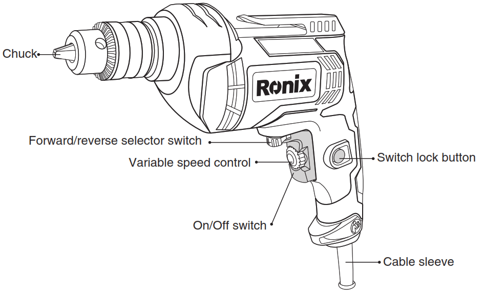 Ronix 2112 Electric Drill 10mm - 1