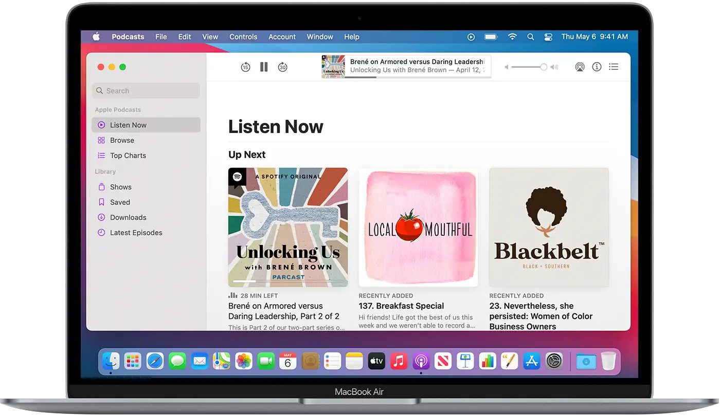 the Apple Podcasts app on Mac