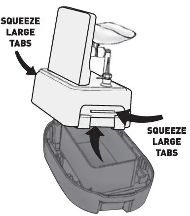 AcuRite 00875W Digital Wireless Rain Gauge Instruction Manual - REMOVE THE BATIERY BOX BY Y SQUEEZING THE TWO LARGE TABS TOGETHER
