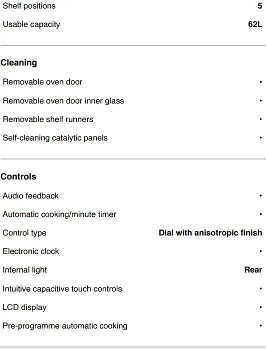 Haier HWO60S7EX2 Oven, 60cm, 7 Function User Guide - SPECIFICATIONS