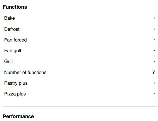 Haier HWO60S7EX2 Oven, 60cm, 7 Function User Guide - SPECIFICATIONS