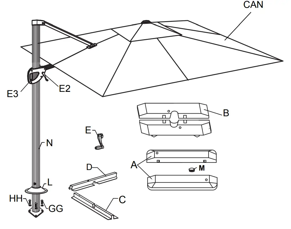 atleisure UMB-957444 10×13 FT Cantilever Umbrella - Preparation