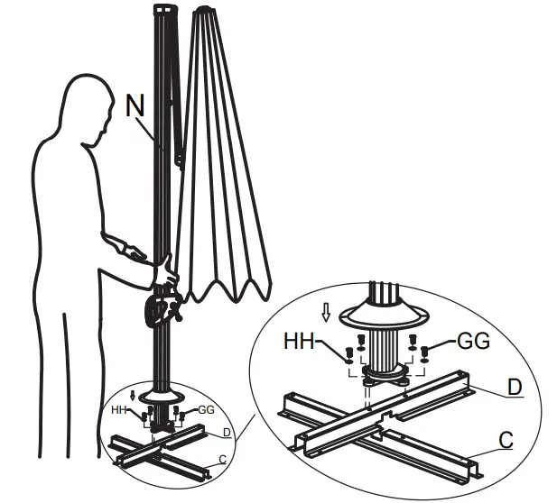 atleisure UMB-957444 10×13 FT Cantilever Umbrella - Step 2