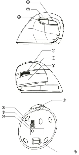 DELUX M618mini Wireless Vertical Mouse - Button Function