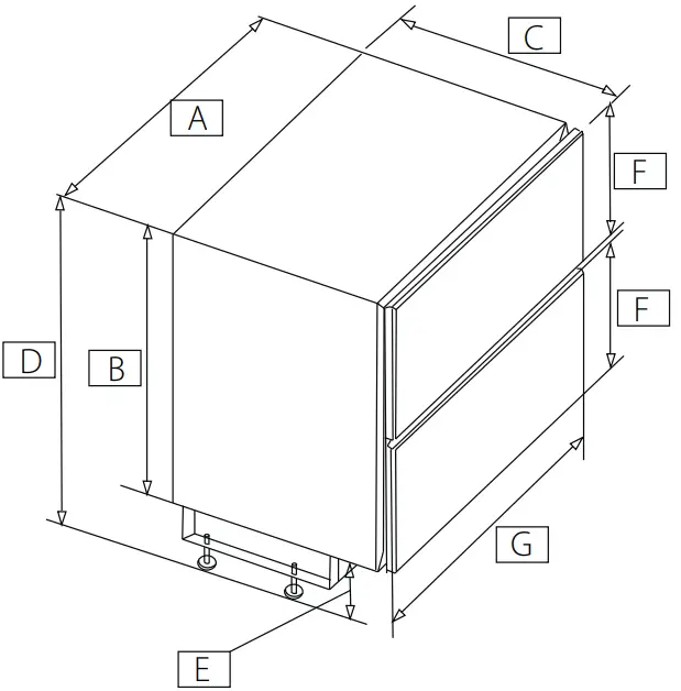 norcool 60000005 Drawer Fridge with Refrigerator - Dimensions