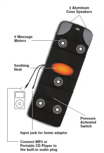 Homedics MATMP3-100 MP3 Mat Music Playing 5 motor Massage Mat with Heat Instruction Manual and Warranty Information