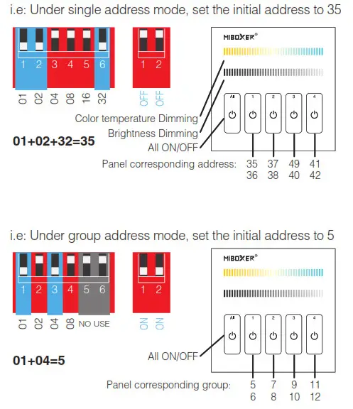 MIBOXER DP1 DALI Dimming Panel-setting diagram
