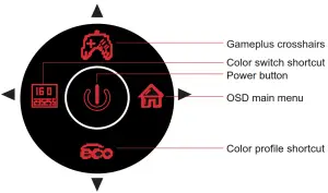 VIOTEK RFI25CBA 25 Inch Extreme Gaming Monitor - Rocker button