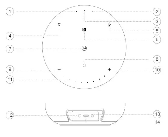 AMOi A16 Bluetooth Speaker- Controls elements