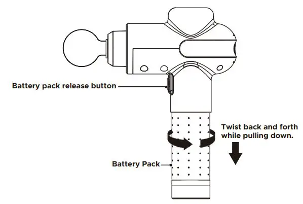 INFINITY B09FRQKVQT PR Pro Endurance Percussion Massage Device User Manual - REMOVING BATTERY PACK