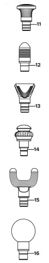 INFINITY B09FRQKVQT PR Pro Endurance Percussion Massage Device User Manual - SIX REPLACEABLE MASSAGE HEADS