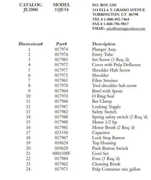 WARING COMMERCIAL JE2000 Juice Extractor 3