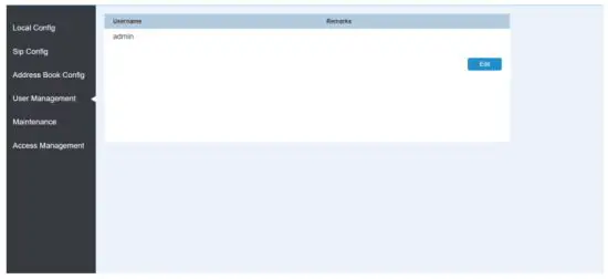NOVUS NVE-EP200 Video intercom Entrance - User Management Page
