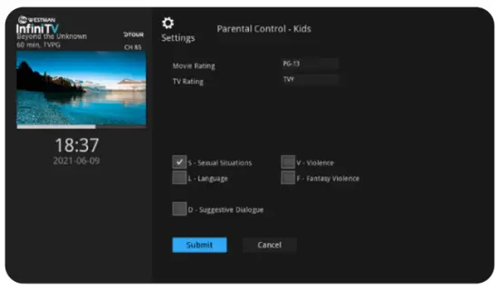 WESTMAN InfiniTV Amino Digital TV with Remote Control - Parental Controls
