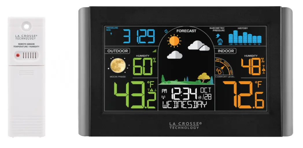 LA CROSSE S77925 Wireless Weather Station with Atomic Time + Date