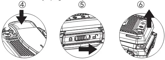 Kirisun T450 PoC Radio - UnInstalling the Battery Fig. 4, 5, 6